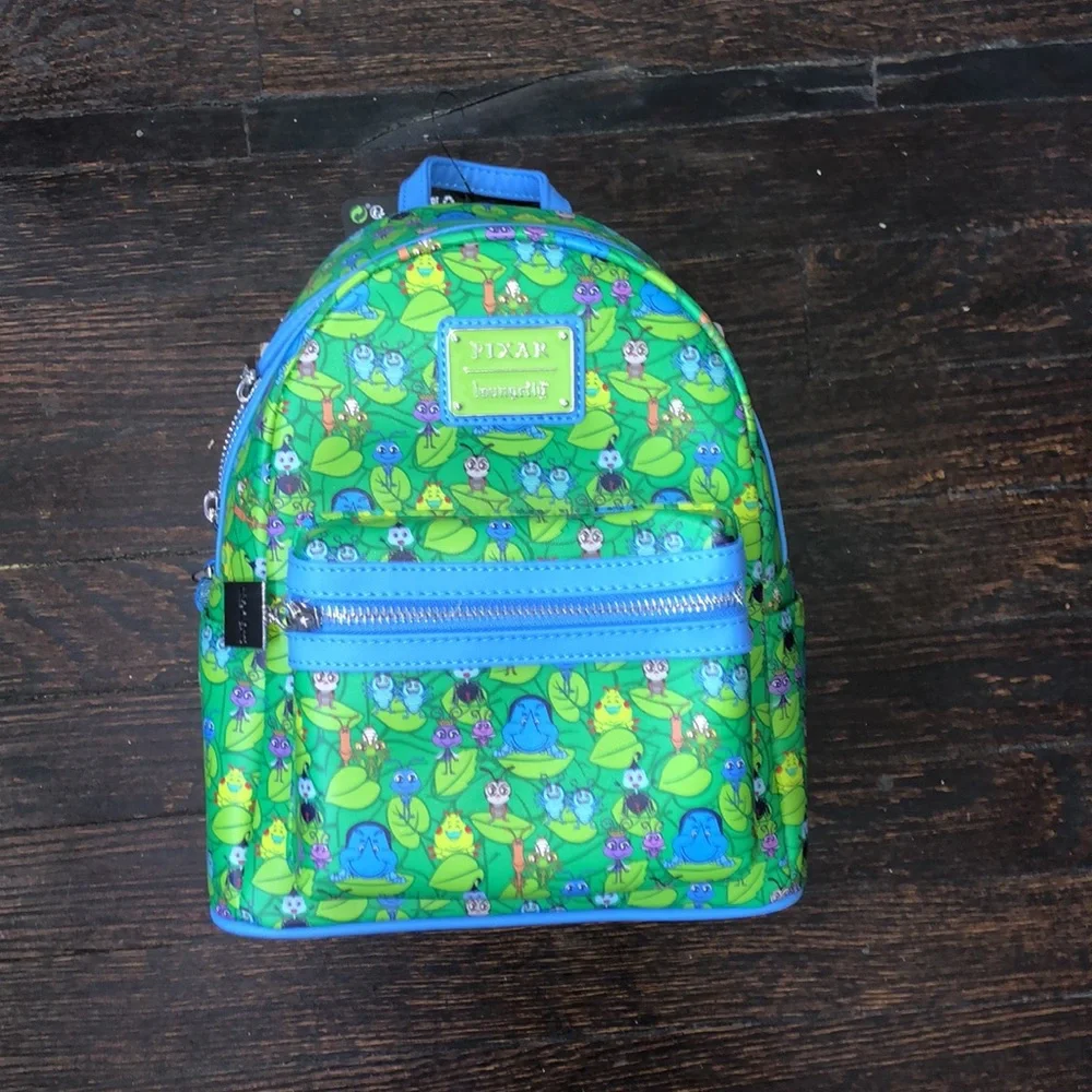Loungefly Disney Pixar a bugs life green mini backpack kids + adults 8+ NWT